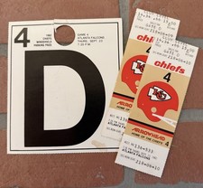 Vintage Arrowhead Stadium 80s Parking Pass w/ Matching Ticket Chiefs VS Falcons