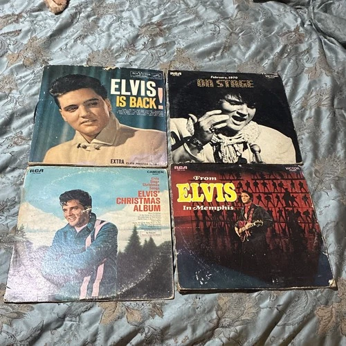 Lot Of 4 Elvis Presley Records Is Back, On Stage, In Memphis, Christmas Album