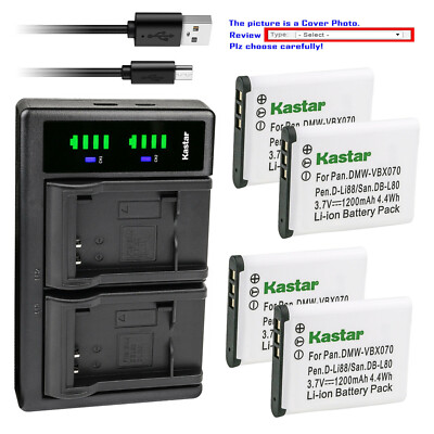 Kastar Battery LTD2 Charger for Sanyo DB-L80 & ICR-XRS120MF VPC-CA100 Camera
