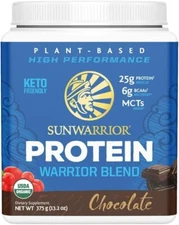 Sunwarrior Organic Plant Protein Powder Chocolate Flavor 13.2 oz