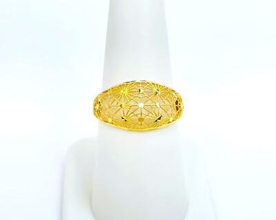 22K Solid Yellow Gold Ring Genuine Hallmarked 916 Handcrafted Stunning Size US 8