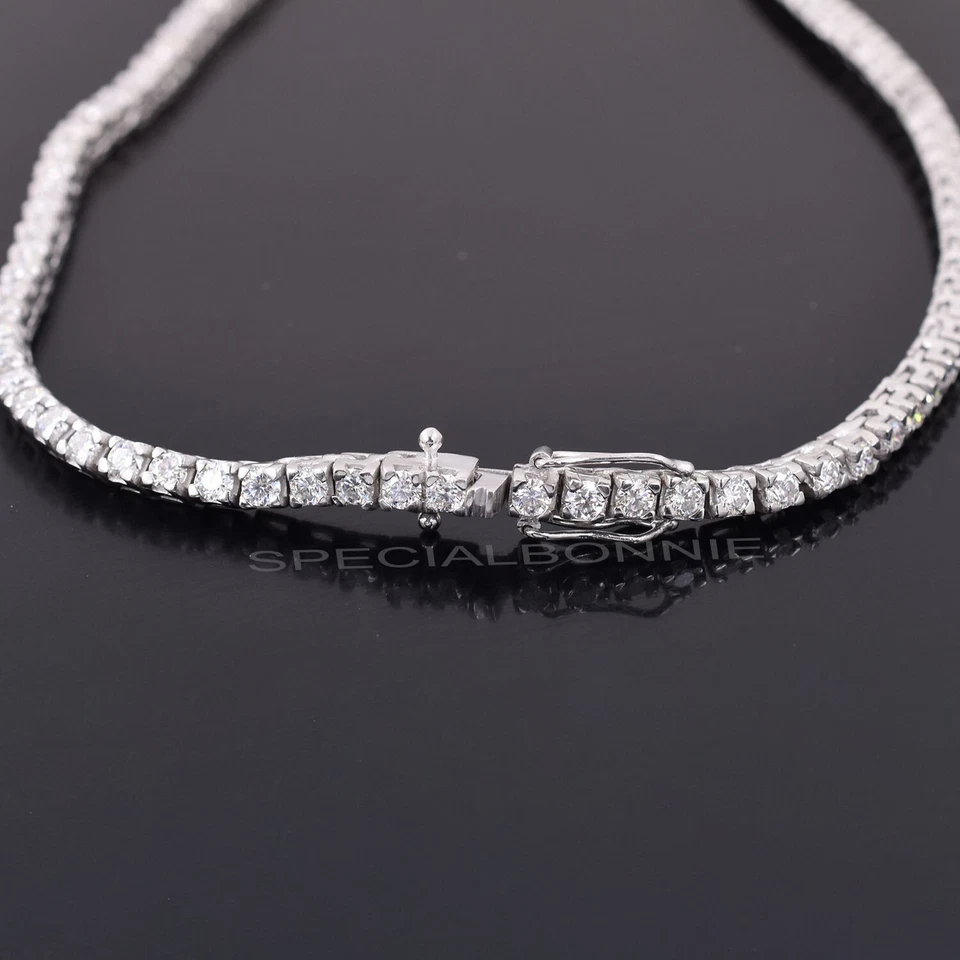 RARE 3mm, 19" Diamond Tennis Necklace, Great Luster & Sparkle ! Certified VIDEO - Image 4 of 4