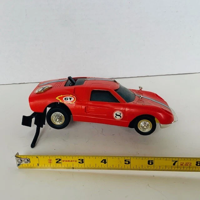 Mattel Hot Wheels Switch N Go slot car GT 1965 race track vtg Red 8 striped BM1 - Image 3 of 4