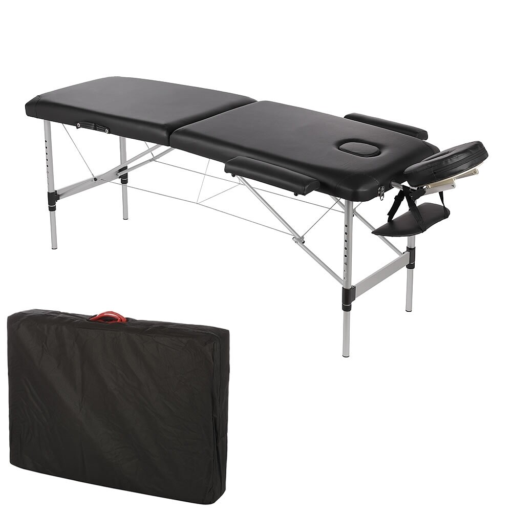 ALUMINIUM 2 ZONEN NUR 12,5 KG MASSAGELIEGE MASSAGEBANK SCHWARZ