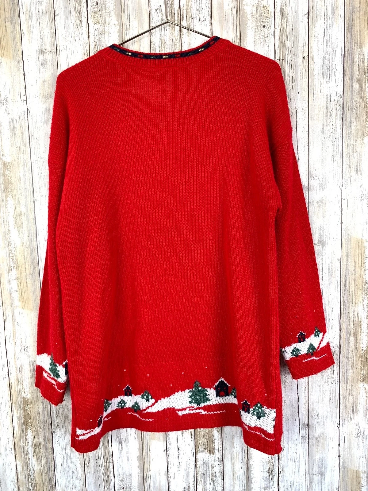 NUTCRACKER Ugly Christmas Sweater Bear Couple Window Scene Jumper L VINTAGE