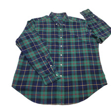 Ralph Lauren Shirt Classic Fit Long Sleeve Button Up Green Plaid Men's XL VTG