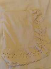 Vintage Chic Eyelet White Ruffled Standard Pillow Sham 26" Long w/ 2" Edge EUC
