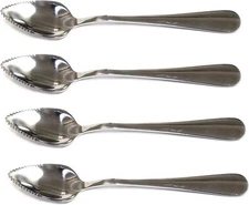 Set of 4 Grapefruit Spoons  Stainless Steel Serrated Edge