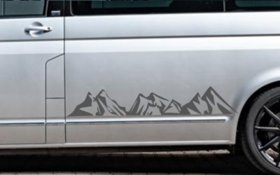 Berg/Alm Auto Aufkleber, Gebirge Grafik, Silhouette, (318/3) 