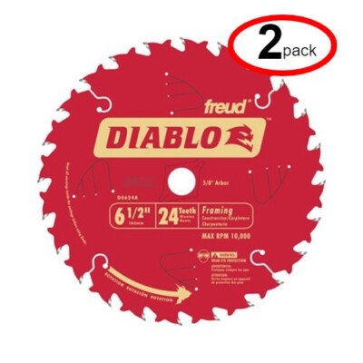 Freud D0624A 6-1/2'' x 24 6-1/2'' x 24T x 5/8'' Diablo Framing Saw Blade  - (2Pack)