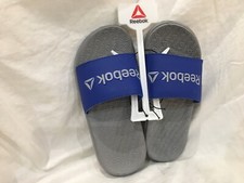 Reebok Boys Slides Blue Gray Adjustable Strap Memory Foam Slides Sandals sz 2,5