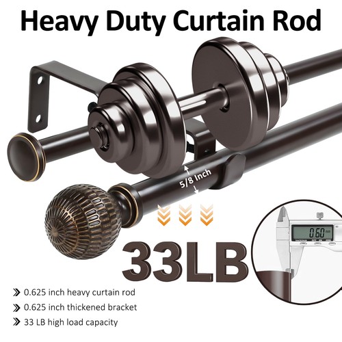 5/8" Telescoping Double Curtain Rods with Reticulated Ball Finials, 28"-120" - Picture 29 of 35
