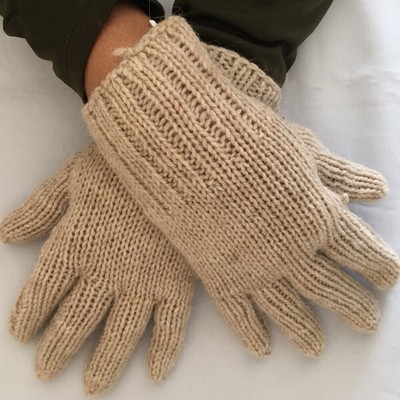 Alpaca Gloves - Soft Warm Fair Trade Hand Knit Beige Alpaca Wool Mittens