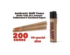 RAW cone classic 98 special Size Cone(200PK)+raw refillable clipper lighter