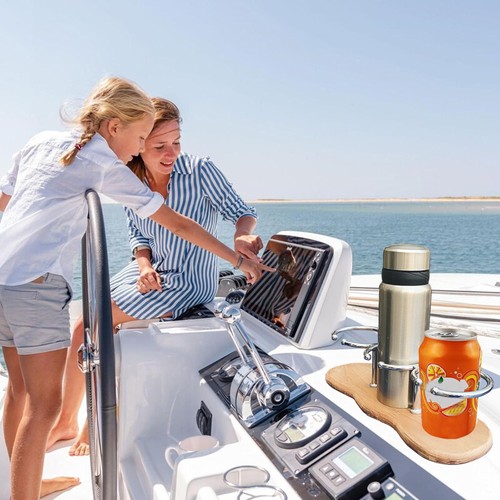 1pc 316 Stainless Steel+Teak Cup Drink Holder for Boats Yachts RV w/Suction Cups - Picture 7 of 10