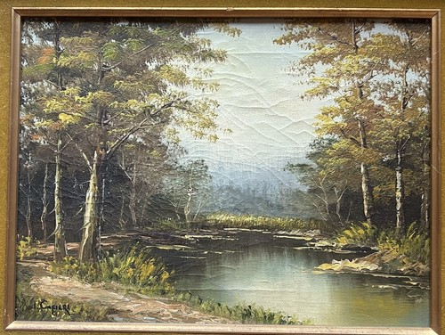 Antique Oil Painting On Canvas Landscape ~ Needs Minor Repair - Picture 4 of 7