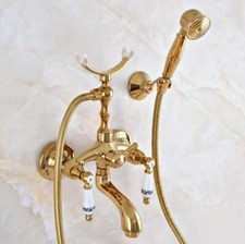 Luxury Bathroom Gold Color Brass Clawfoot Tub Filler Faucet Handshower Zna963