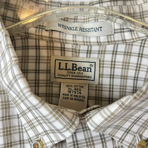 LL Bean Mens XL Plaid Check Wrinkle Resistant Long Sleeve Shirt - Picture 12 of 22