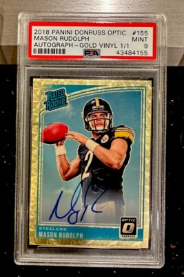 Mason Rudolph Toy PSA9 Mason Rudolph 2018 Panini Optic Gold Vinyl Superfractor Auto RC ...