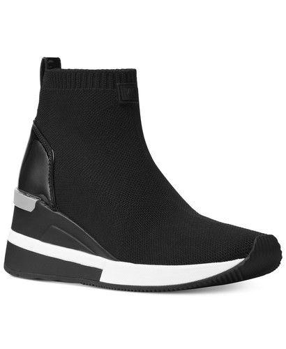 Michael KORS SKYLER CLASSIC BLACK Knit Stretch WEDGE Sneakers I LOVE SHOES