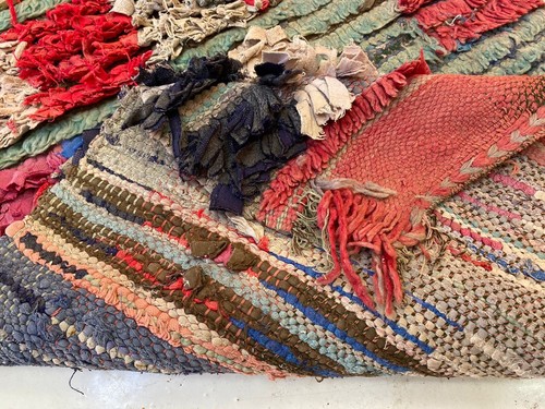 Vegetable Checked Runner Rug Authentic Farmhouse Rug Check Entryway 4x7.5 ft - Picture 9 of 12