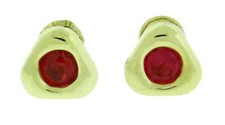 14K Solid Yellow Gold Red CZ 8 mm Triangle Shape Screw Back Stud Earrings