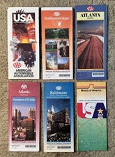 Vintage US Road Maps Lot Of 6 - USA  Atlanta (2) Baltimore Southeastern & Motels