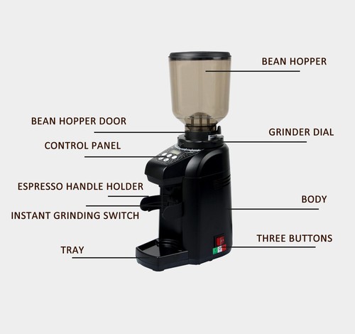 Commercial Automatic Coffee Bean Grinder Aluminum Three Working Modes Black - Picture 5 of 8