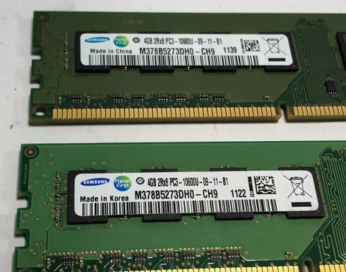 Samsung M378B5273DH0-CH9 8GB | 2x4gb KIT OF 2 | PC3-10600U RAM | Tested USA!
