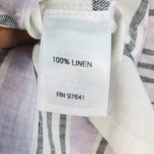 J.Jill Love Linen Shirt Women's Small 100% Linen Striped Pastel Gray Multicolor - Picture 10 of 11