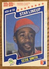 OZZIE SMITH,  RARE ! 1987 M & M'S CARD, WOW !