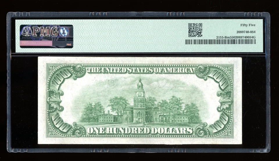 DBR 1934-A $100 FRN New York Mule Fr. 2153-Bm PMG 55 Serial B10723095A - Image 2 of 2