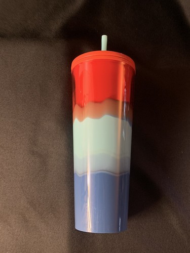 Vaso de ventilación Starbucks verano 2021 color ola rojo agua azul 24 oz ventilación taza fría - Imagen 3 de 8
