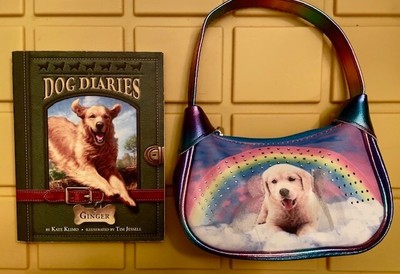 Claire s Club RAINBOW Bridge Golden Retriever Lab Puppy Kid's Purse + FREE BOOK