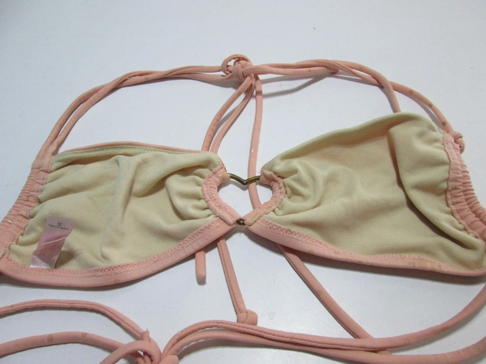 Top de bikini Victoria Secret para mujer talla S bralette desnudo sin forro halter lunares Foto 2 de 4