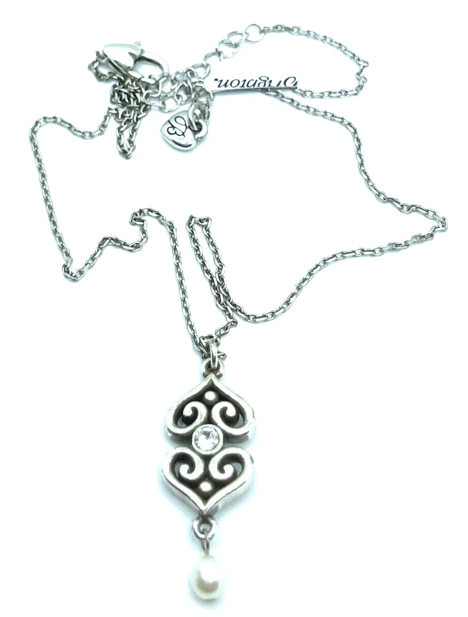 Brighton ALCAZAR HEART Margaret Pearl Crystals Toledo Silver