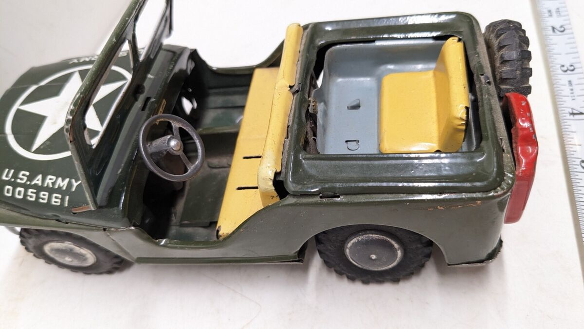 Vintage 1950's Tin Toy Military Jeep Friction Japan US Army Vintage 1950's Tin Toy Military Jeep Friction Japan US Army
