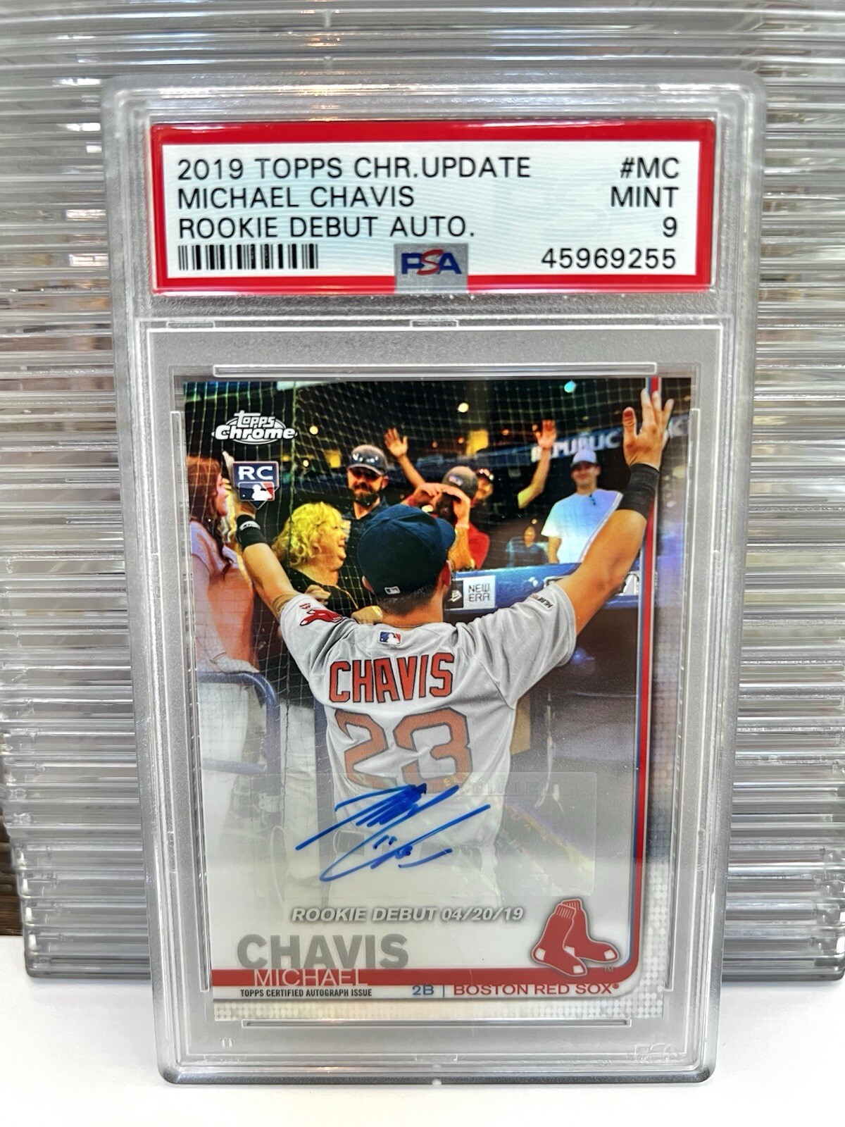 2019 Topps Chrome Update Michael Chavis Rookie Debut Auto PSA 9