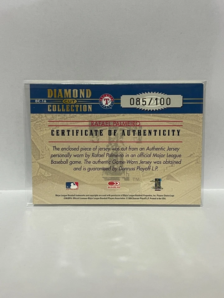 2004 Diamond Kings Diamond Cut Jerseys #DC16 Rafael Palmeiro  /100 - Image 2 of 2