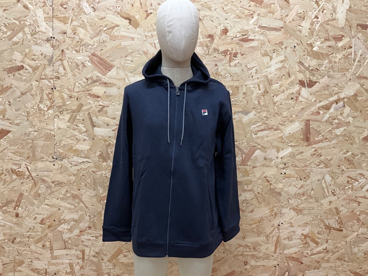FILA LOOSE FIT ZIP UP HOODIE MENS NAVY UK X-LARGE #U111 UK