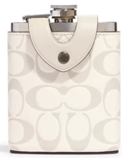 💙Coach Flask - Signature Chalk Calf Leather - Black Antique Nickel - CJ740 NWT