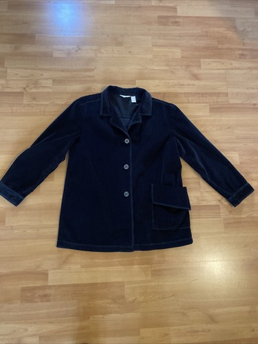 J Jill Medium Black Corduroy Coat Barn Jacket Front Button - Picture 8 of 14