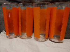 4 Vtg Federal Glass Orange Iced Tea Tumblers 6 1/4"