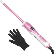 Wavytalk 3/8 Inch Small Curling Wand, Wand Iron for Short & Long Hair, Pink 