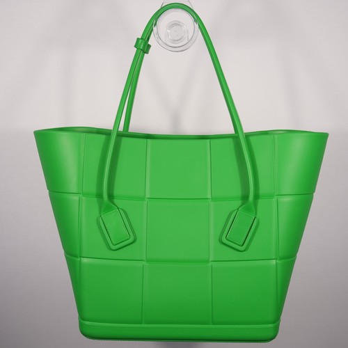 Bottega Veneta Intrecciato Arco Green Rubber Tote Bag