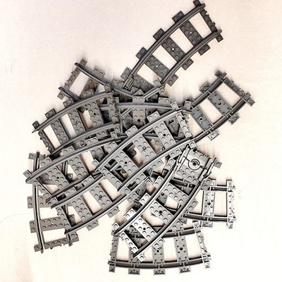 6 STÜCK 6X LEGO GRAU GEBOGENE SCHIENEN 53400 6 STÜCK