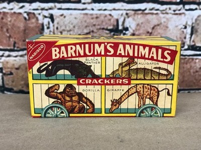 Nabisco 1960's Barnum's Animals Crackers Cardboard Box Circus Wagon with String