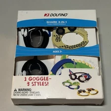 Dolfino 3-in-1 Swim Goggles Set  Sharks, Dino, & Trucks Kids Unisex Multi New