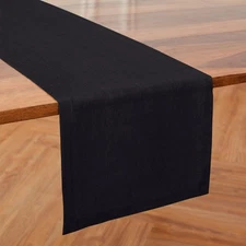 Linen Black Table Runner 108 Inches Long - 100% Pure Linen 14 x 108 Inch Tabl...