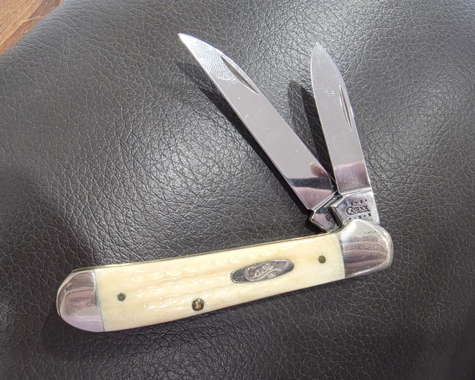 Cuchillo Case 6249W 2000 hoja Wharncliffe cabeza de cobre hueso blanco Foto 3 de 4